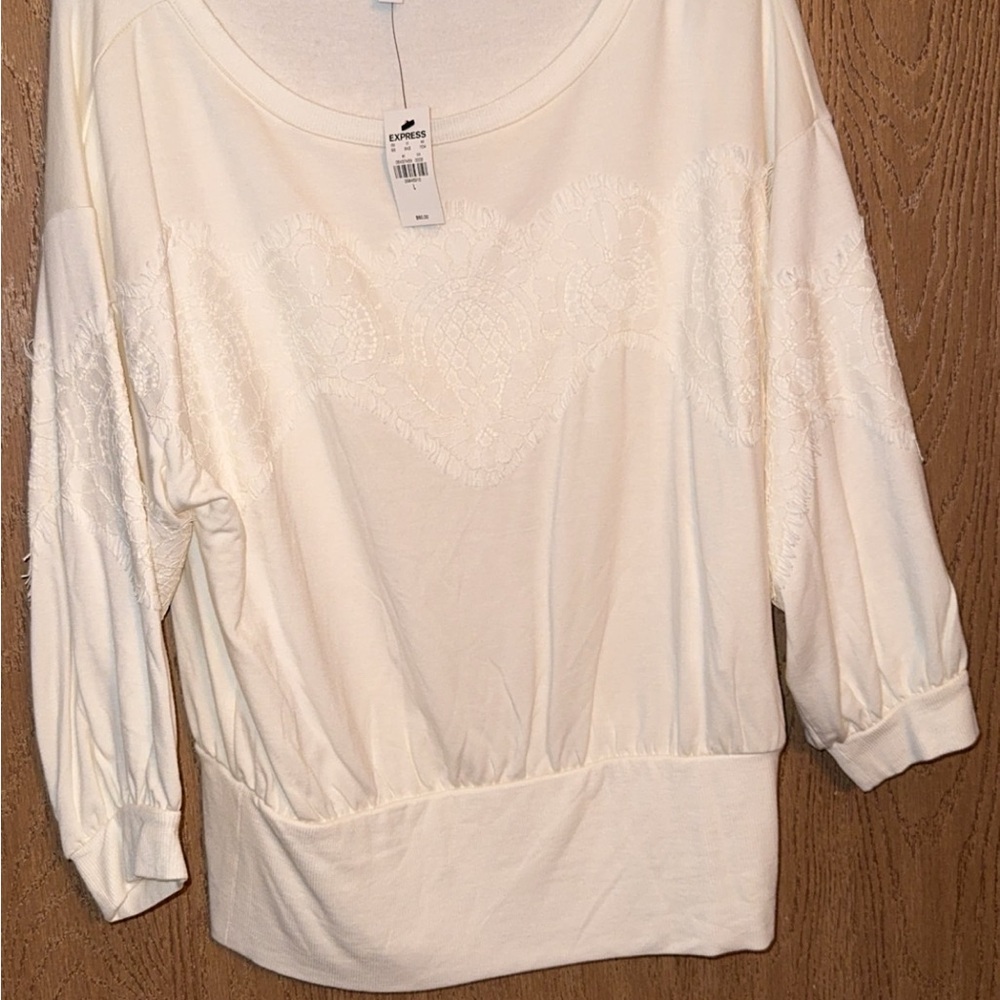 Express Cream Boxy Sweatshirt Relaxed Fit